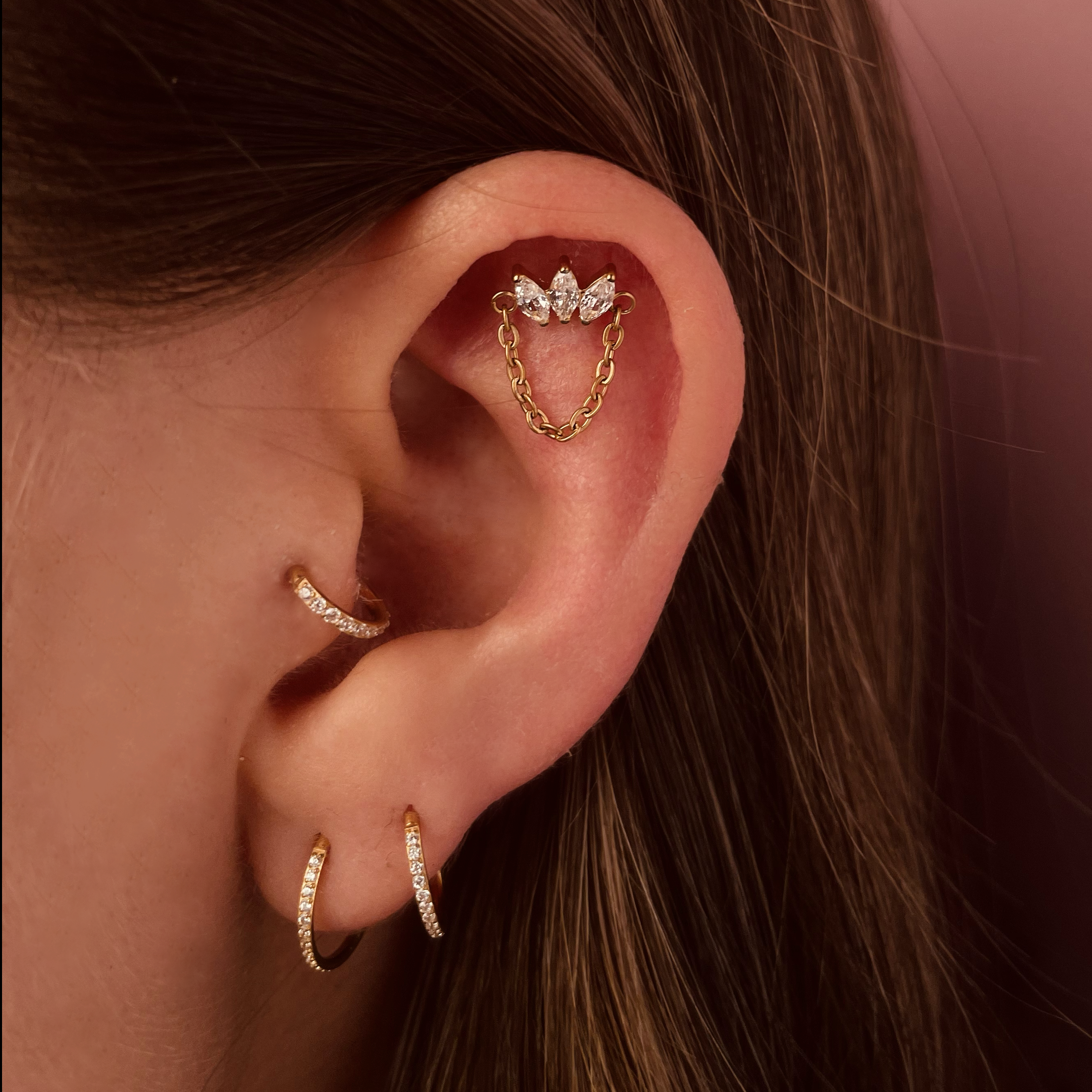 Piercing Triple Marquise con Catenella - Laei