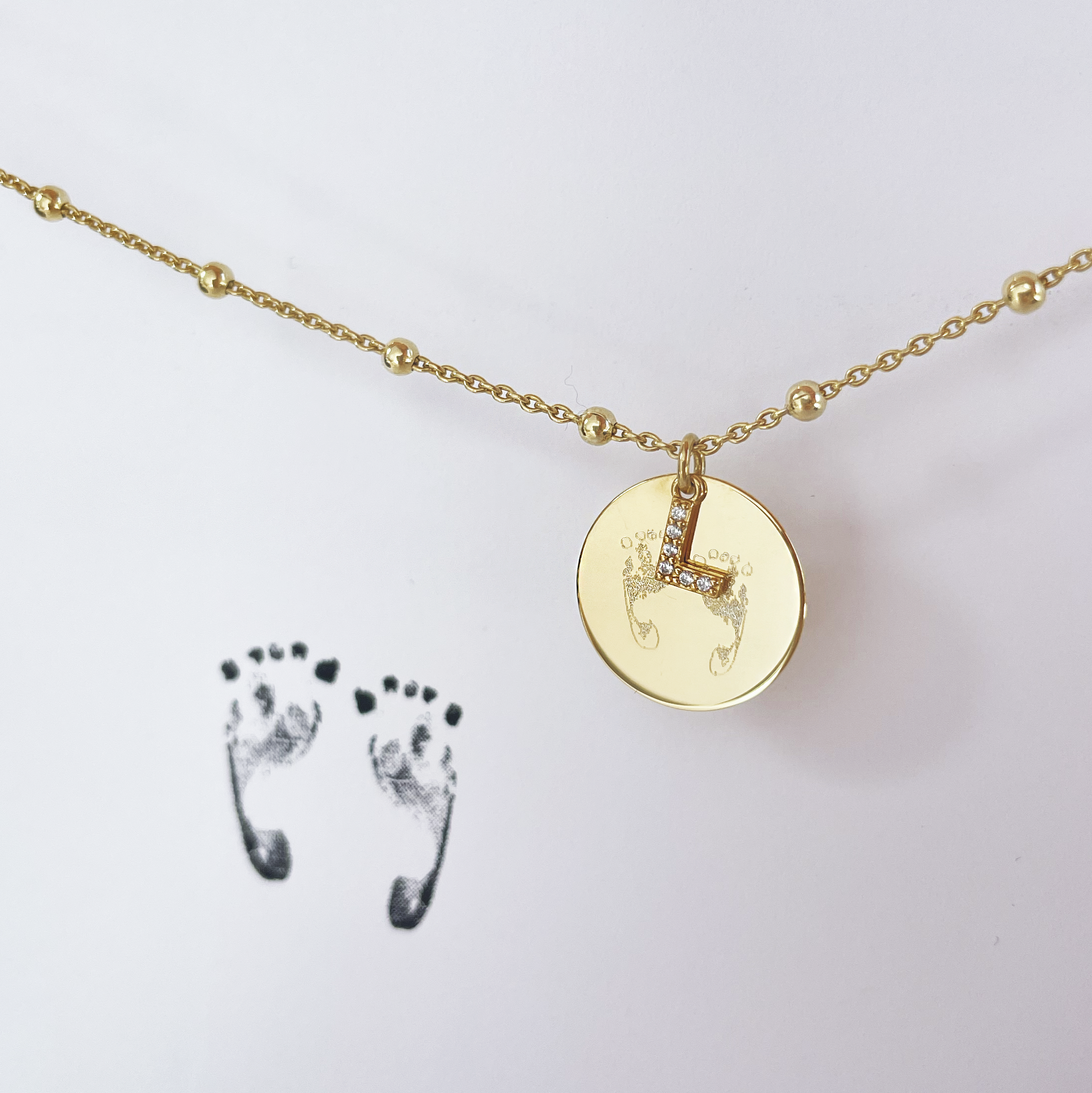 Collana Dot Medio con Incisione Impronte in Argento 925