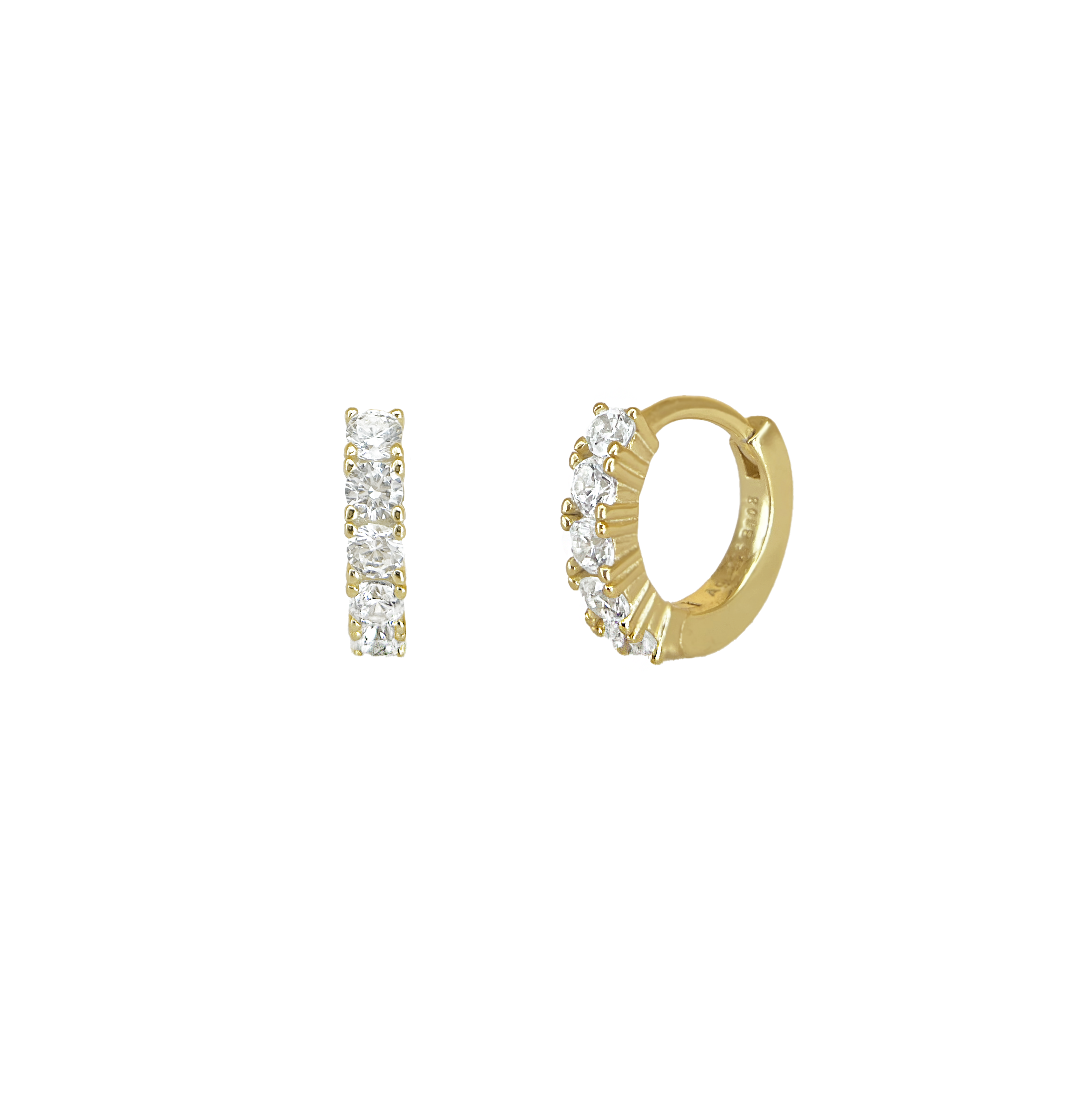 Orecchini Huggie Hoop Zirconati Argento 925 - Laei Shop