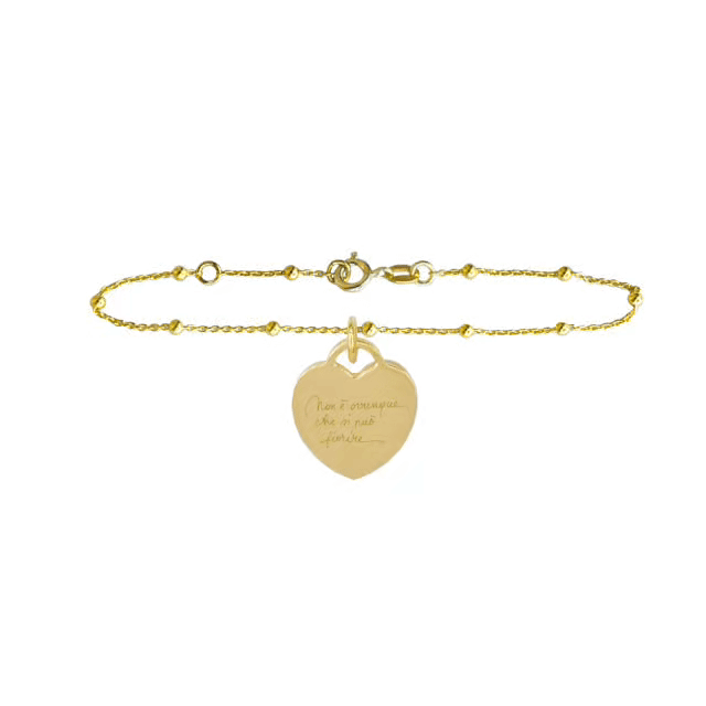Bracciale Cuore con Incisione Calligrafica in Argento 925