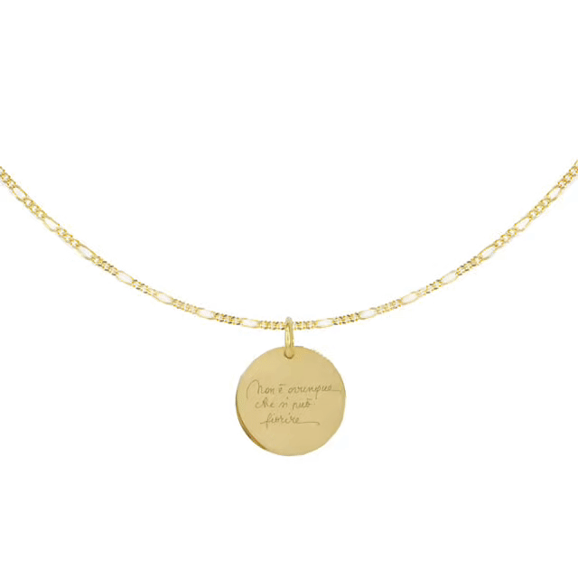 Collana Dot Medio con Incisione Calligrafica in Argento 925