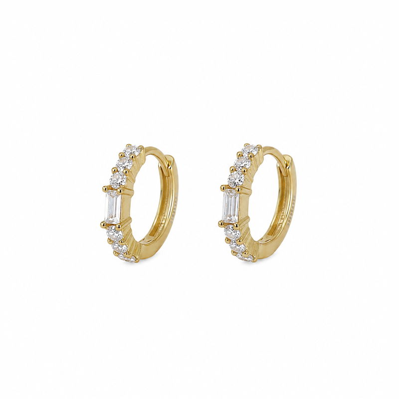 Orecchini Huggie Baguette Argento 925