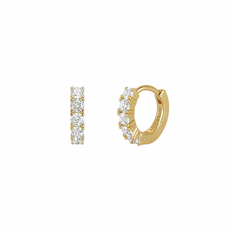 Orecchini Huggie Hoop Zirconati Argento 925