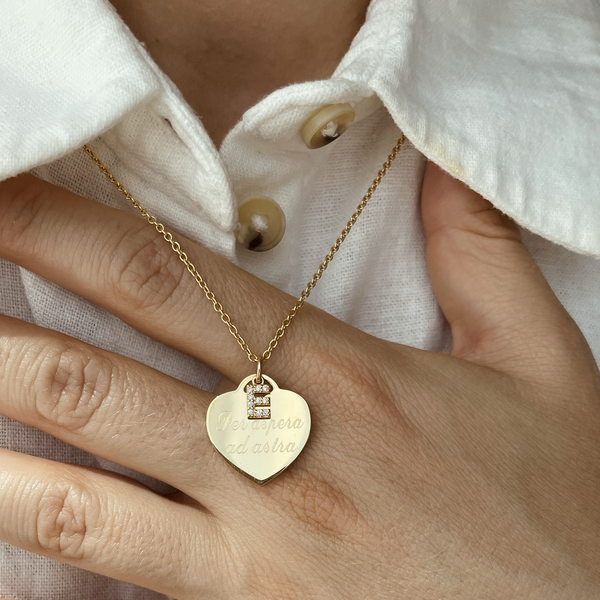 Collana Cuore Lettera Lux con Incisione Personalizzata in Argento 925