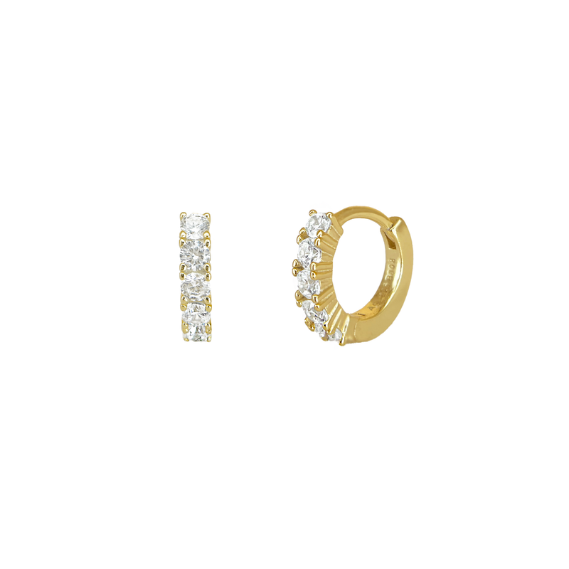 Orecchini Huggie Hoop Zirconati Argento 925