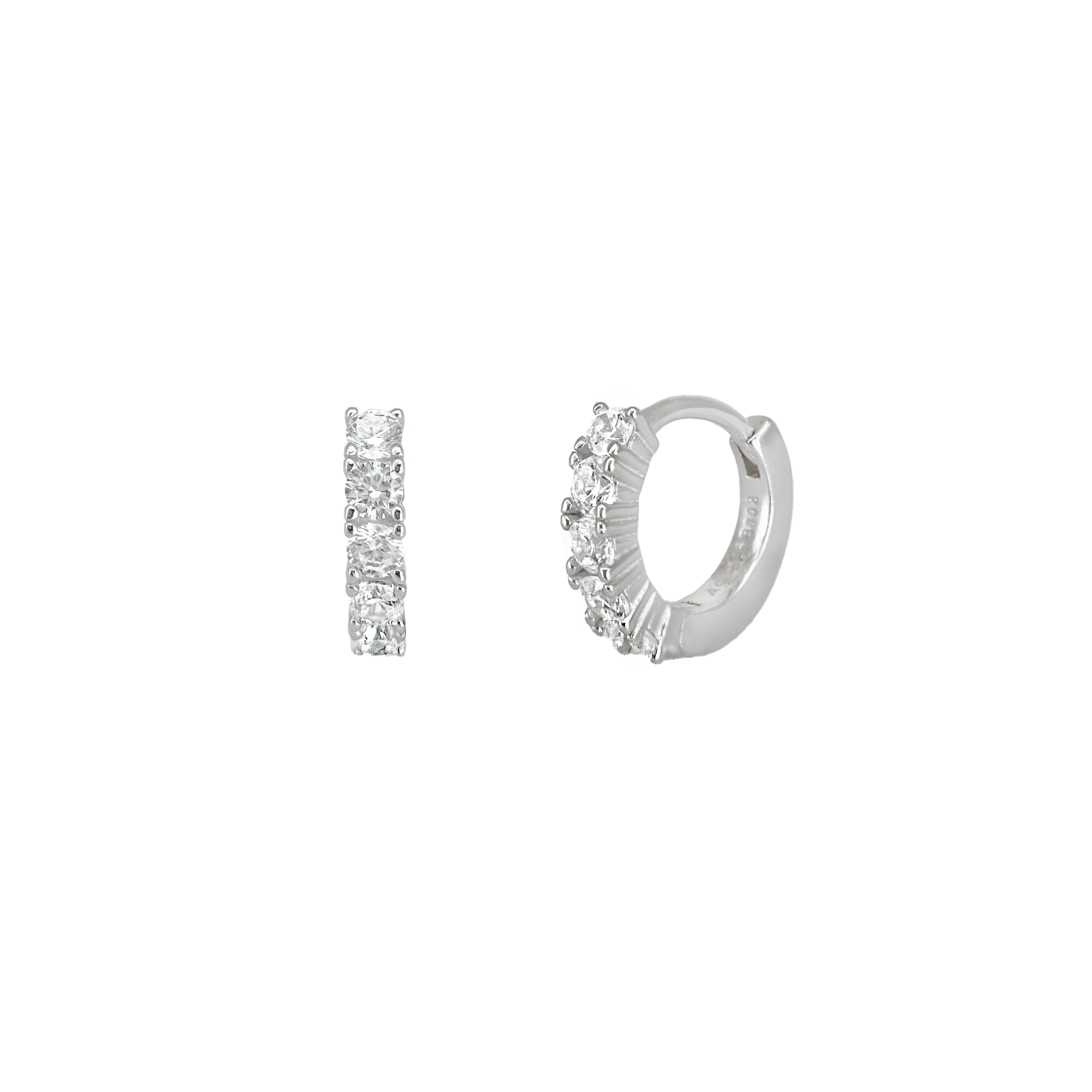 Orecchini Donna Argento 925 Con Zirconi – Modello Huggie A Cerchio, Ipoallergenici