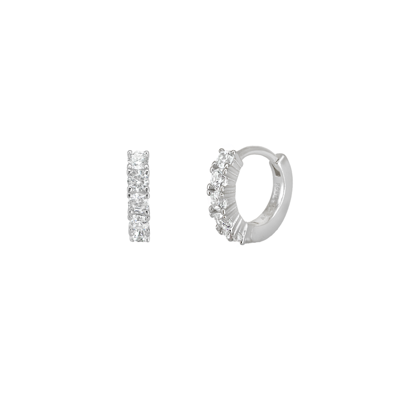 Orecchini Huggie Hoop Zirconati Argento 925