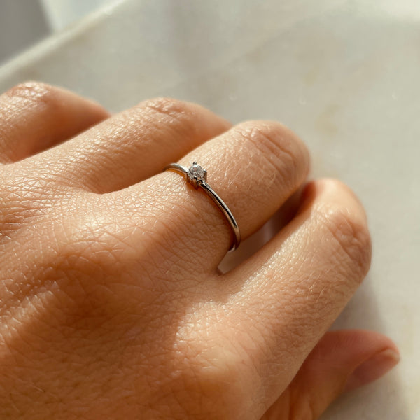 Anello Mini Solitario Argento 925