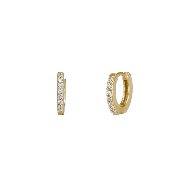 Orecchini Huggie Hoop Zirconati Double Face Argento 925
