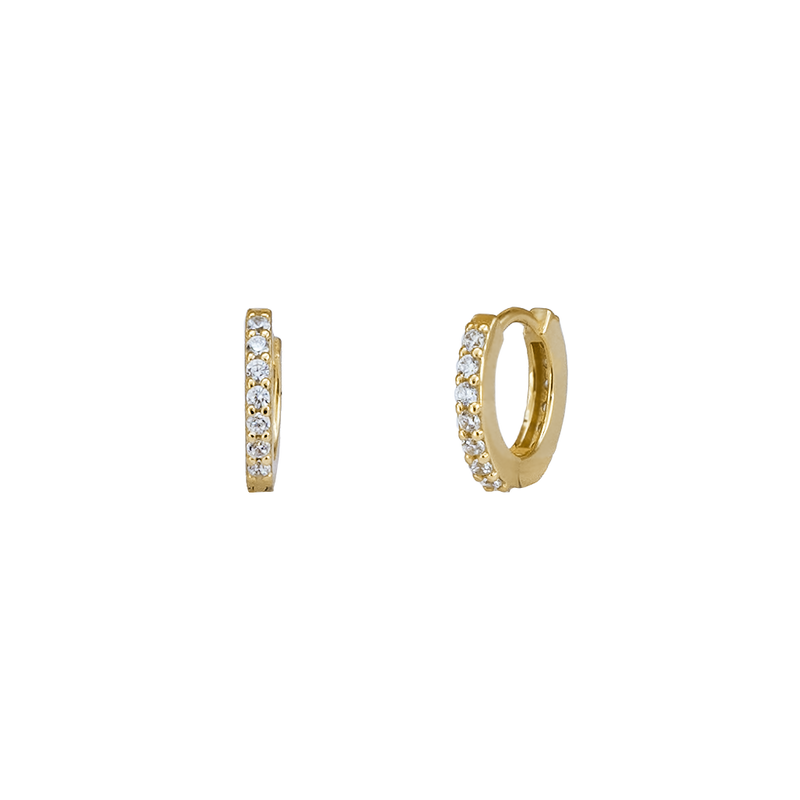 Orecchini Huggie Hoop Zirconati Double Face Argento 925