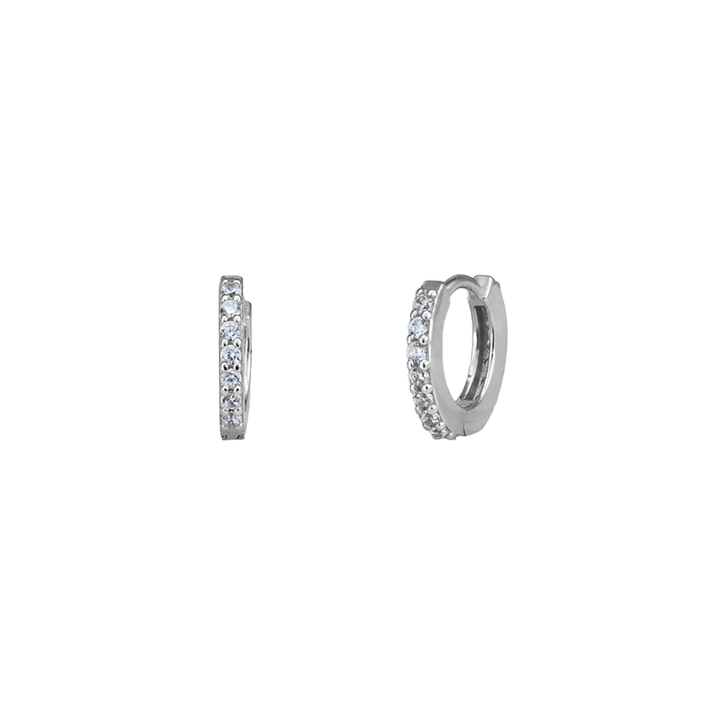Orecchini Huggie Hoop Zirconati Double Face Argento 925