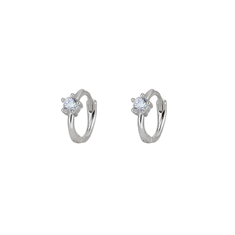 Orecchini Huggie Solitario Argento 925