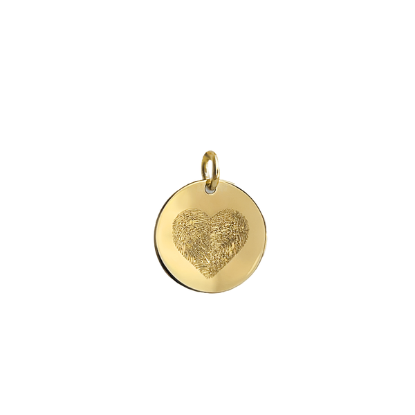 Ciondolo Dot Grande doppia Impronta a cuore oro 9kt/18kt