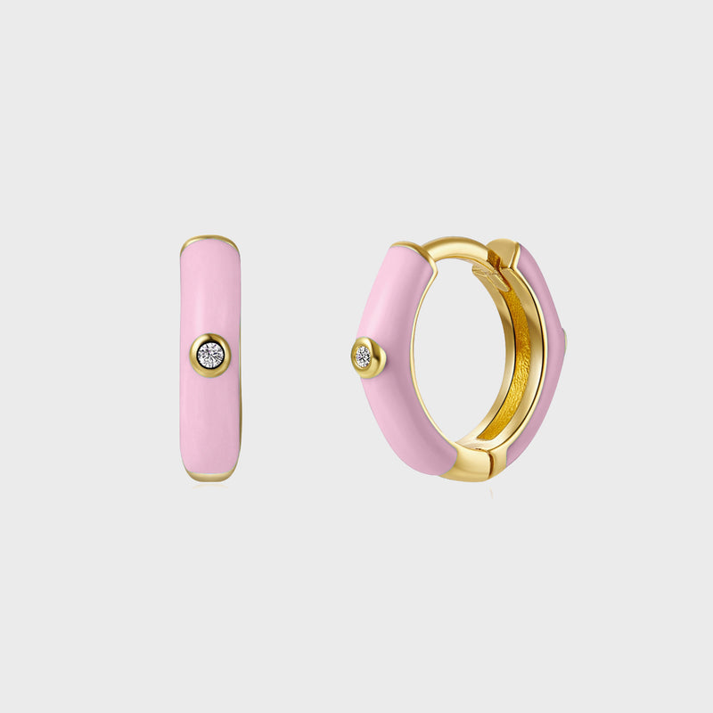 Orecchini Huggie Hoop Smaltati Argento 925 - Laei Shop