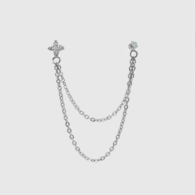 Single Earring with Star Chain