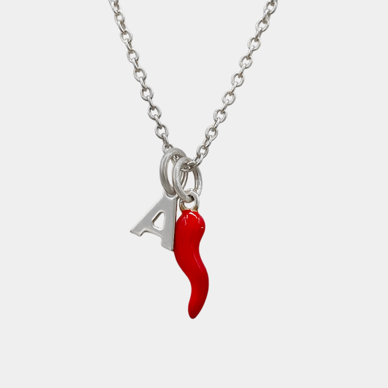Collana cornino con iniziale personalizzata in argento 925 - Laei Shop