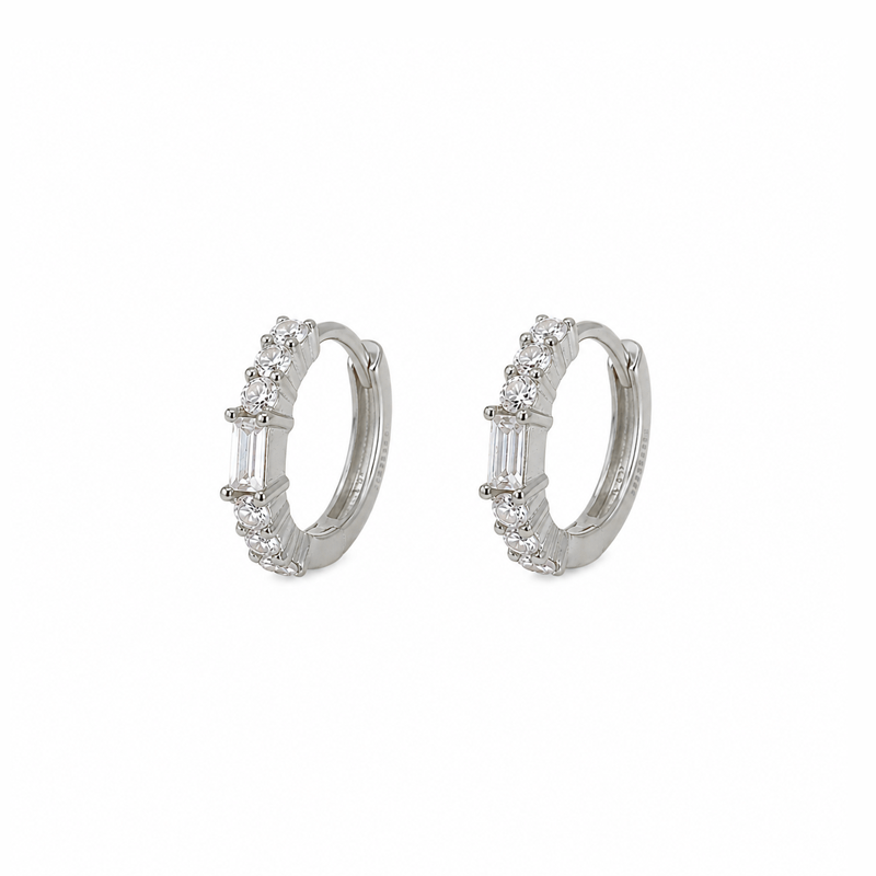 Orecchini Huggie Baguette Argento 925