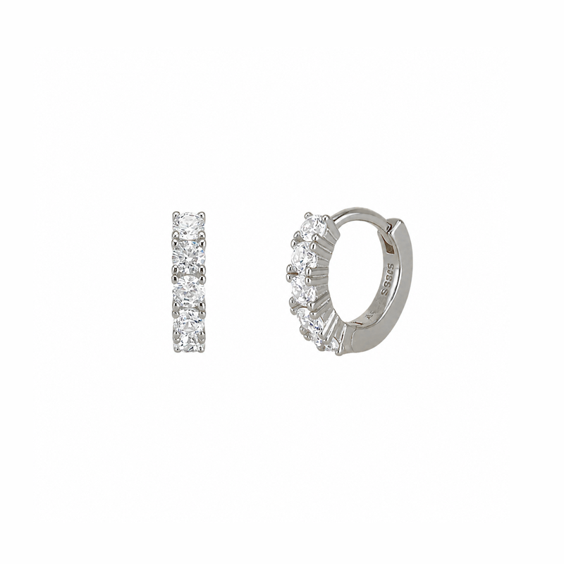 Orecchini Huggie Hoop Zirconati Argento 925 - Laei