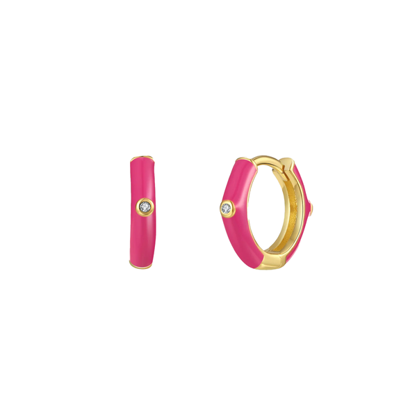 Orecchini Huggie Hoop Smaltati Argento 925