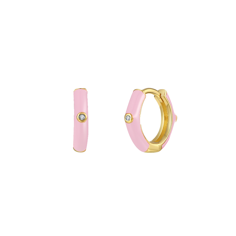 Orecchini Huggie Hoop Smaltati Argento 925