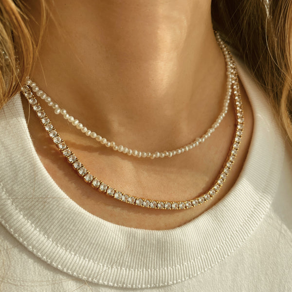 Perlen-Choker-Halskette aus 925er Silber