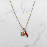 Collana cornino e charm lettera in argento 925
