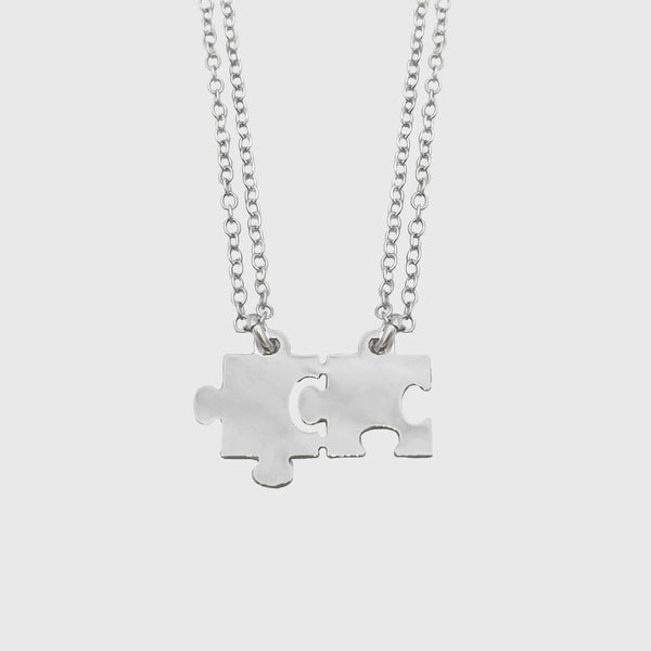 Puzzle You and Me Necklace Silver 925 with Personalized Engraving